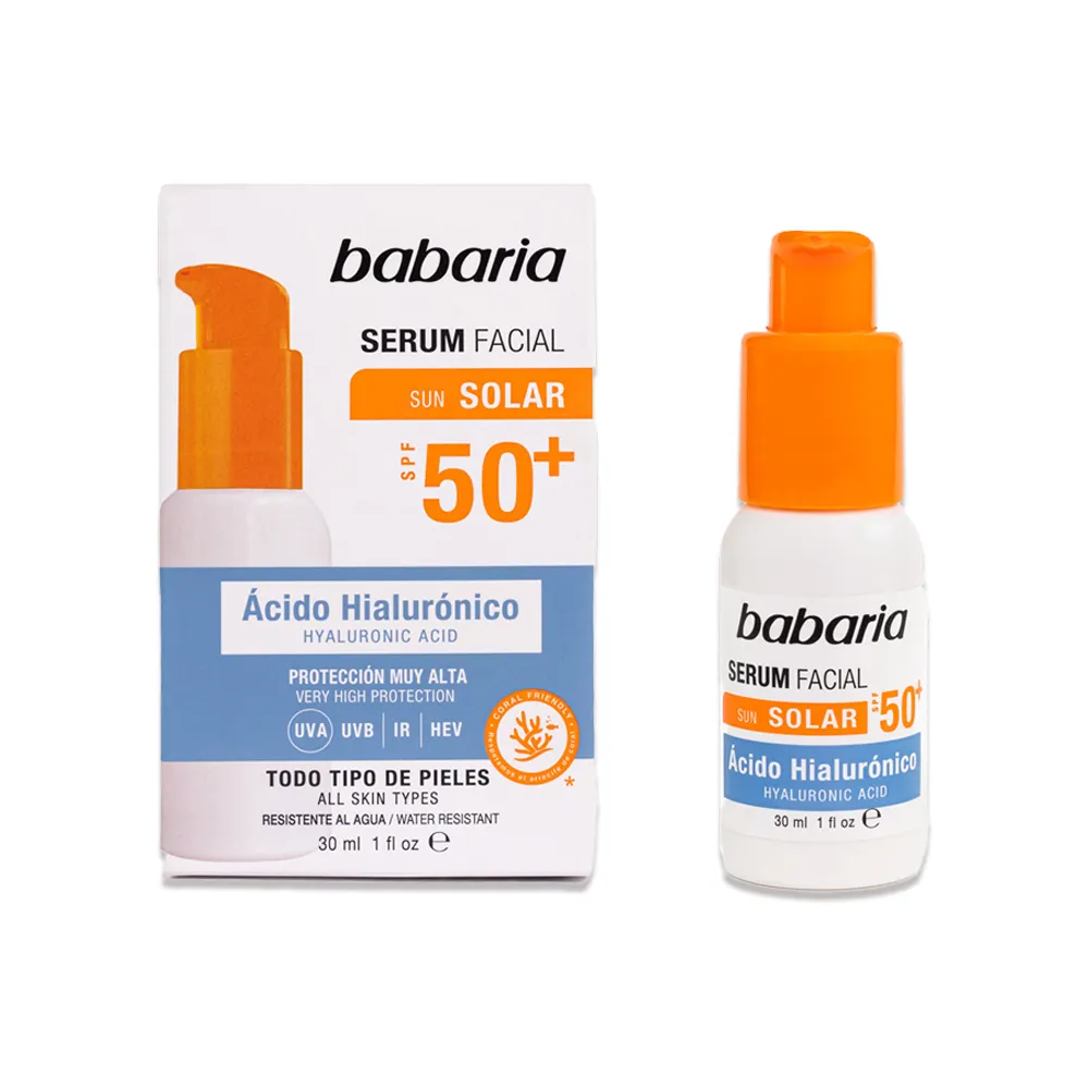 سرم ضدآفتاب هیالورونیک اسید باباریا با SPF50+ حجم ۳۰ میلی‌لیتر | آبرسان عمیق و محافظت کامل با بافت فوق‌سبک مناسب تمامی پوست‌ها