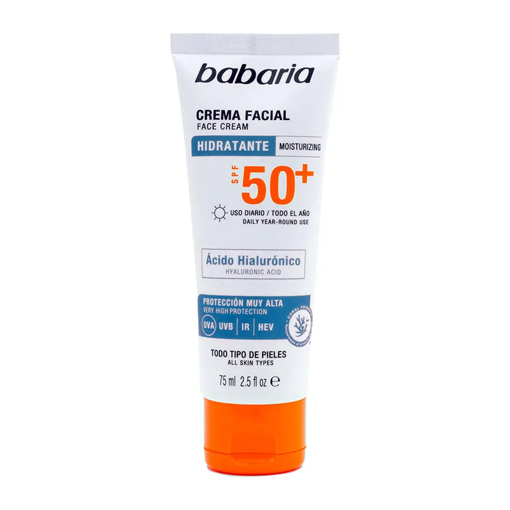 کرم ضدآفتاب باباریا با هیالورونیک اسید SPF50+ حجم ۷۵ میلی‌لیتر | آبرسان عمیق و محافظت ۳۶۰ درجه با بافت فوق‌سبک و جذب سریع