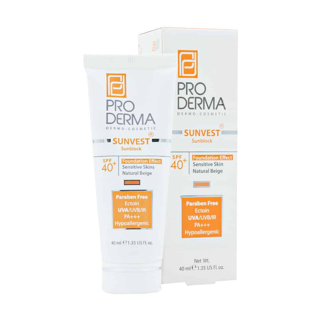 کرم ضد آفتاب مینرال رنگی پرودرما ⁺SPF40 مناسب پوست های حساس ۴۰ میلی لیتر