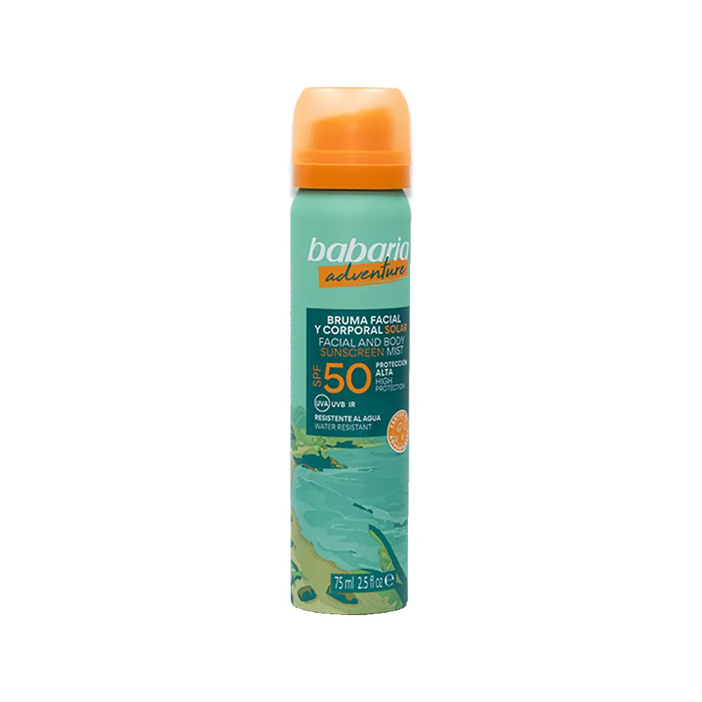 اسپری ضدآفتاب صورت و بدن باباریا مدل Adventure با SPF50 حجم ۷۵ میلی‌لیتر | نسخه ویژه Limited Edition با محافظت کامل، آلوئه‌ورا و بافت فوق‌سبک