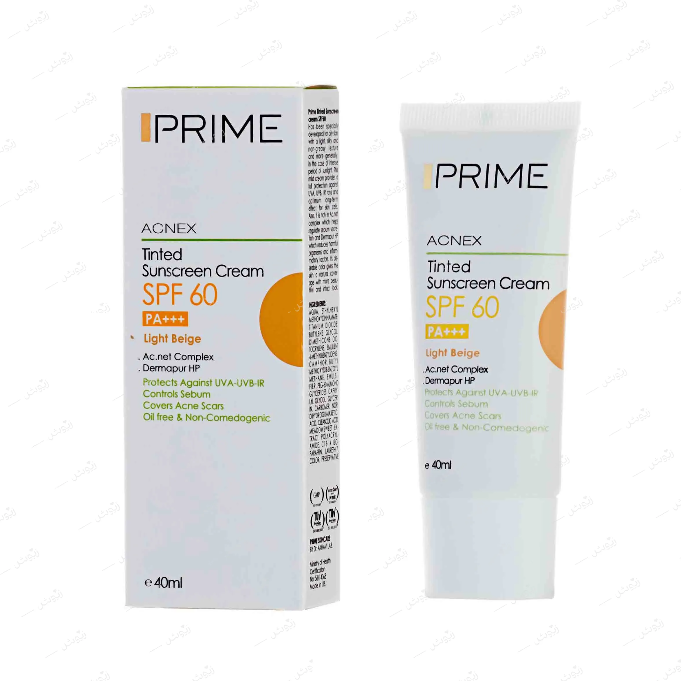 کرم ضد آفتاب رنگی SPF60 پوست چرب پرایم